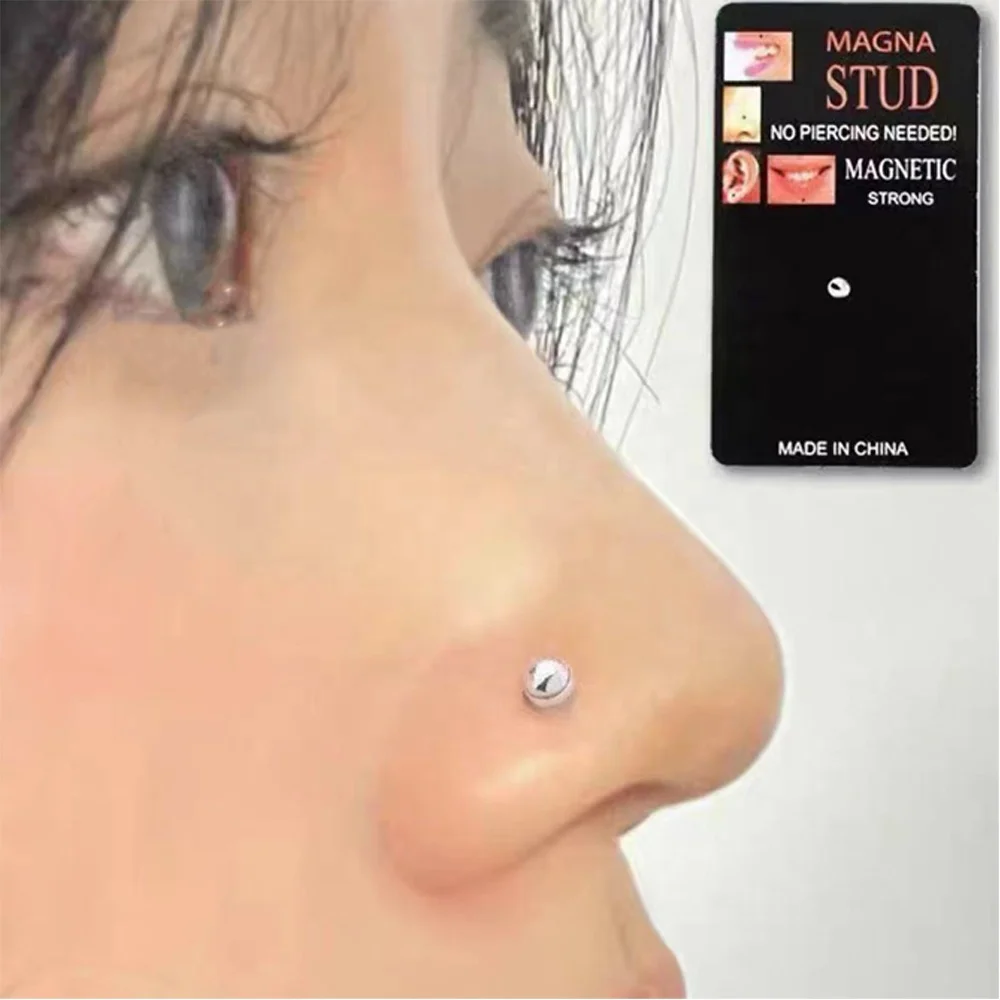 Non Pierced Different Designs Cheater Piercing Magnet Ear Lip Labret Nose Ring Stud Jewelry Magnetic Tunnel Plugs Earring