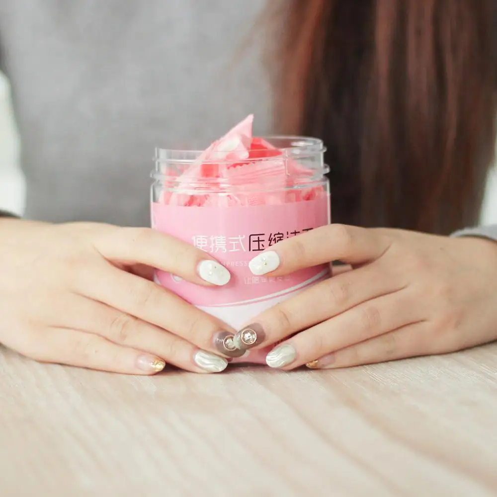 Рекламное хлопковое нетканое одноразовое сжатое мини-полотенце для лица