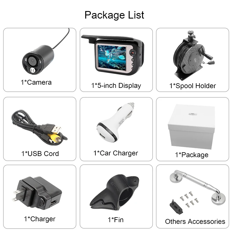 Factory direct low price 10M-60M 5Inch Monitor fish finder Underwater Fishing Video Camera Ice Fishing Camera