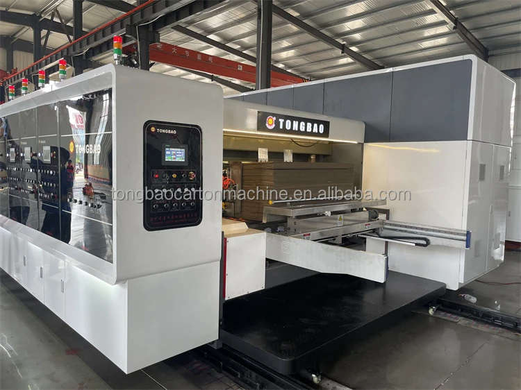 TONGBAO Factory Outlet Pizza Box Lead Edge Automatic Printer Slotter Die Cutting Rotary With Vibrating Stacking Machine