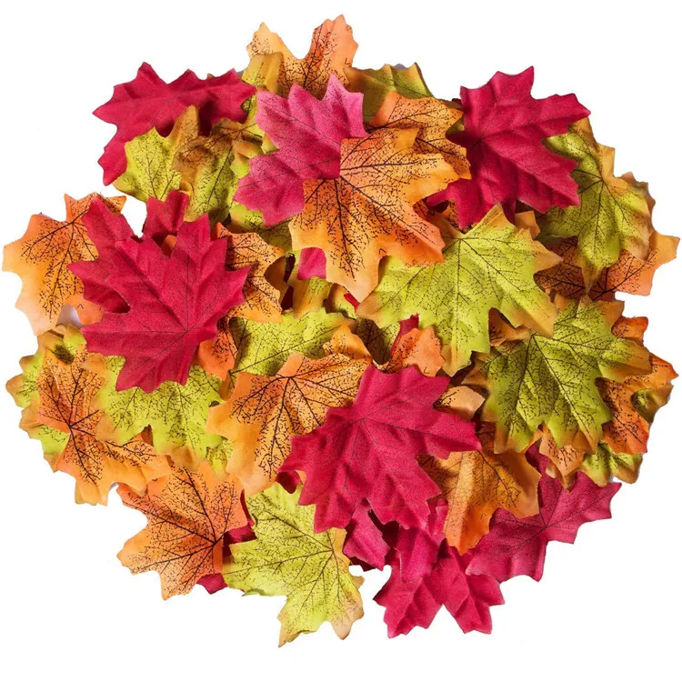 A-225 500PCS Artificial Fabric Silk Maple Leaf Mixed Fakes Lifelike Autumn Leaf for Halloween Party Festival Table Decorations