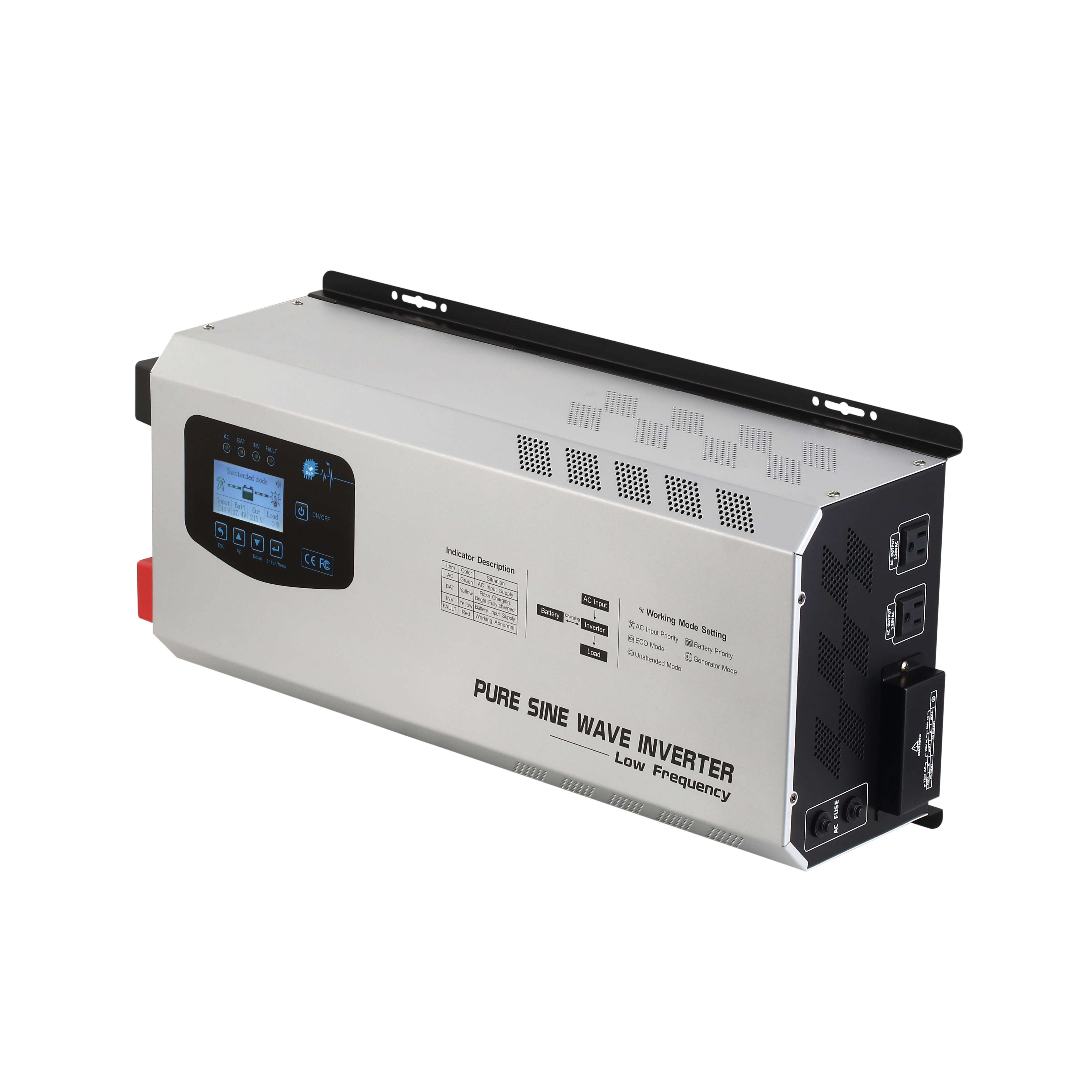 LCD LED Display 6KWatt 8KVA Pure Sine Wave Low Frequency Inverter single -phase Off-grid Solar System Solar Inverters