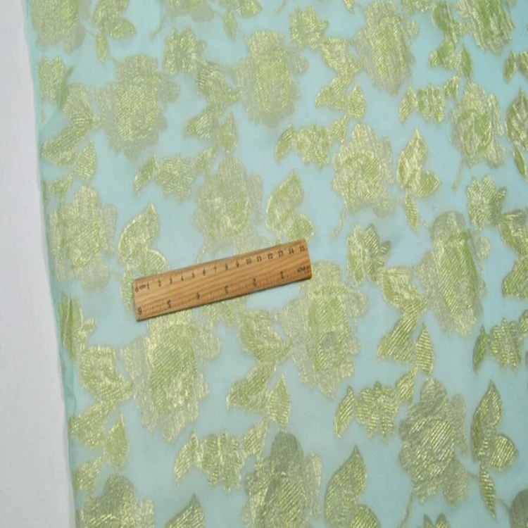 lurex silk fabric colorful metallic jacquard silk chiffon fabric