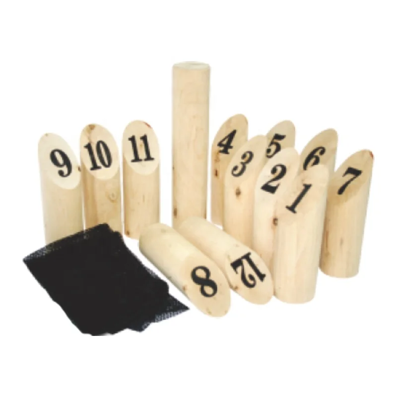 Portable WOODEN games  numbered blocks and throwing sticks hit a point wooden lawn games