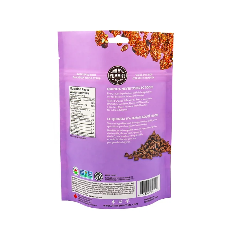 Custom Printed Logo 100% Recyclable Plastic Bags Stand Up Pouch With Zipper Mylar Packaging