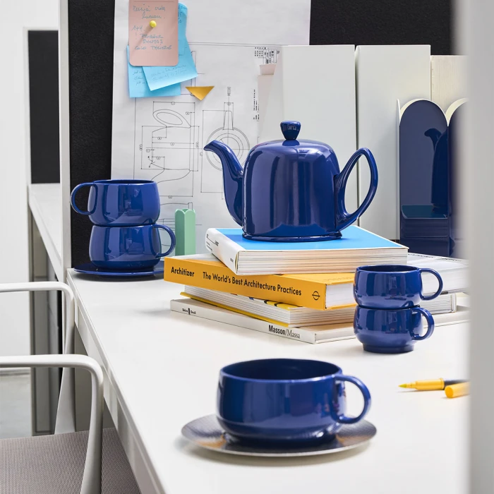 Creative simple design soild color glossy porcelain drinkware cup wedding afternoon ceramic tea pot coffee set