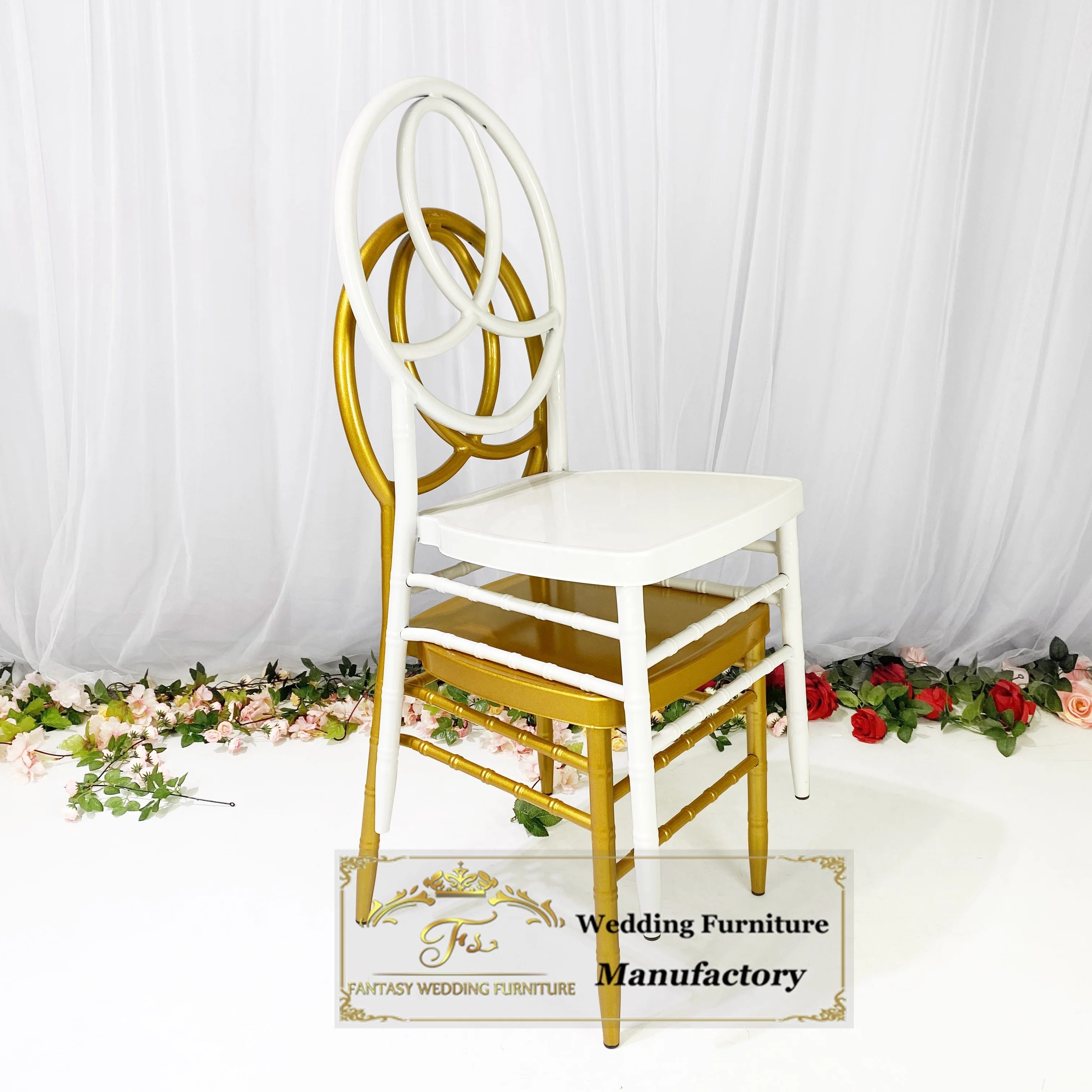 white and gold wholesale metal phoenix chair for wedding reception