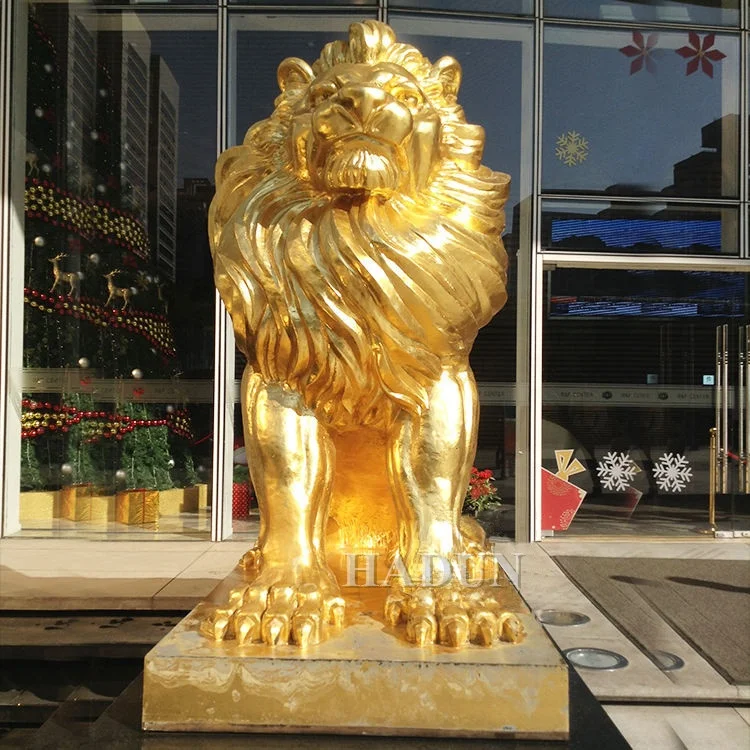 Large Popular Casting Brass Lion Statues Bronze Gold Sitting Lion Sculpture For Sale