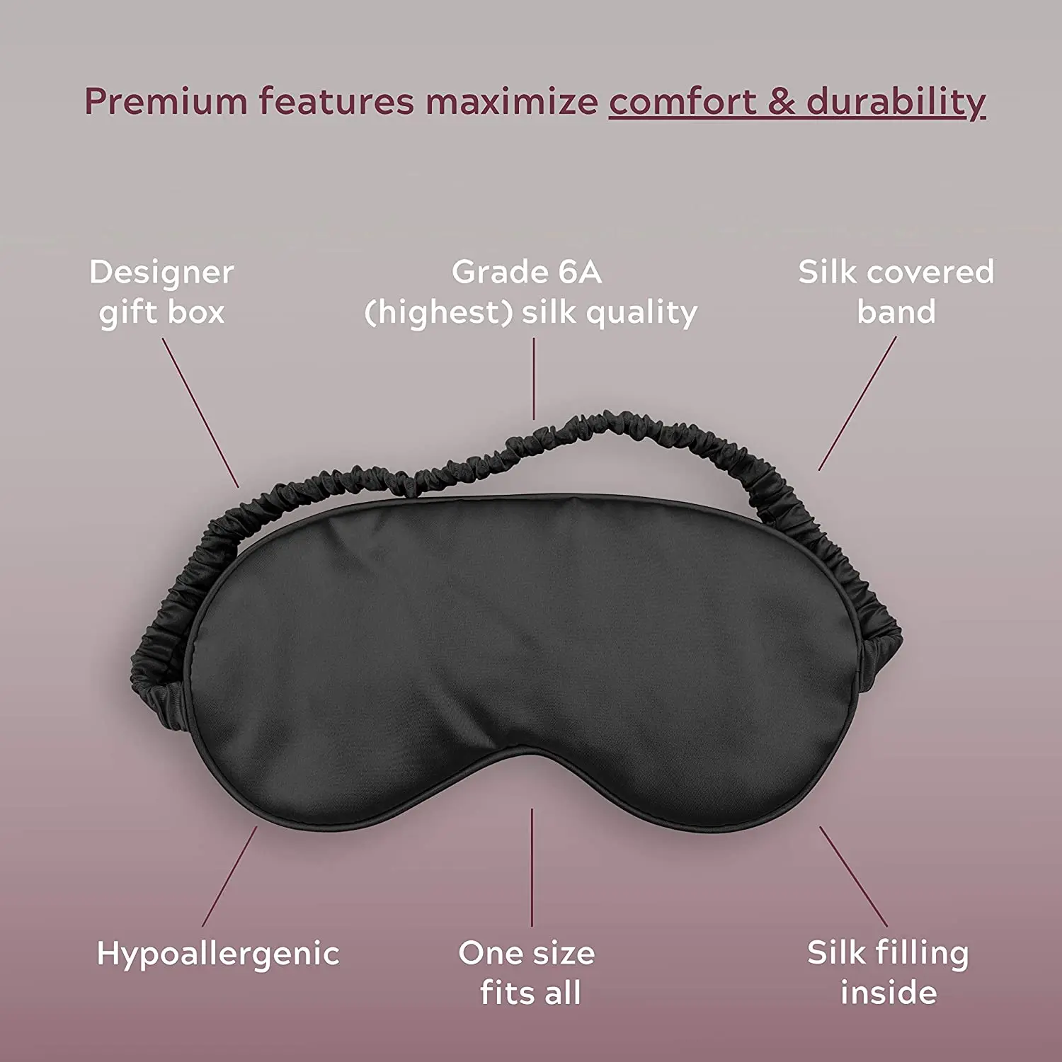 High Quality Gift Item 6A 100% Silk Sleeping Eye Mask Printed Mulberry Silk Eye Mask With Box