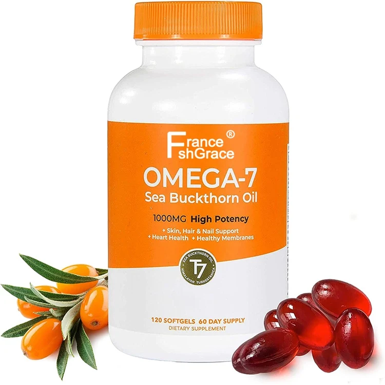 Omega 7 Soft gels Premium Organic Himalayan Sea Buckthorn Oil Supplement for Healthy Skin Hair Nails and Dryness