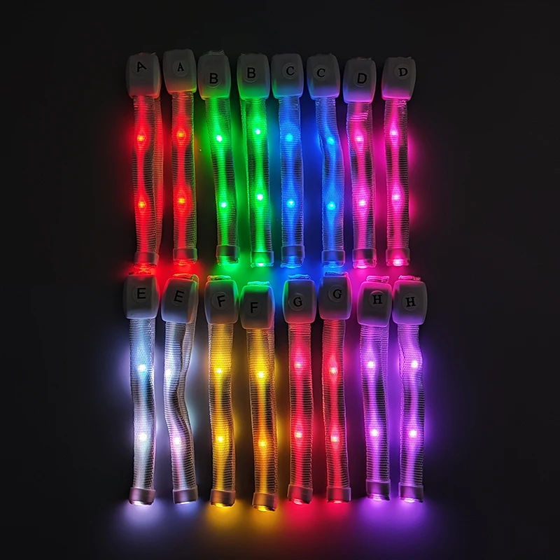 Remote controlled light up nylon webbing wristband programmed radio control luminous led bracelet