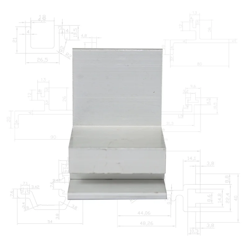 Fixed solar panel Industrial frame support Aluminum bracket Middle clip end clamp Aluminum profile end clamp