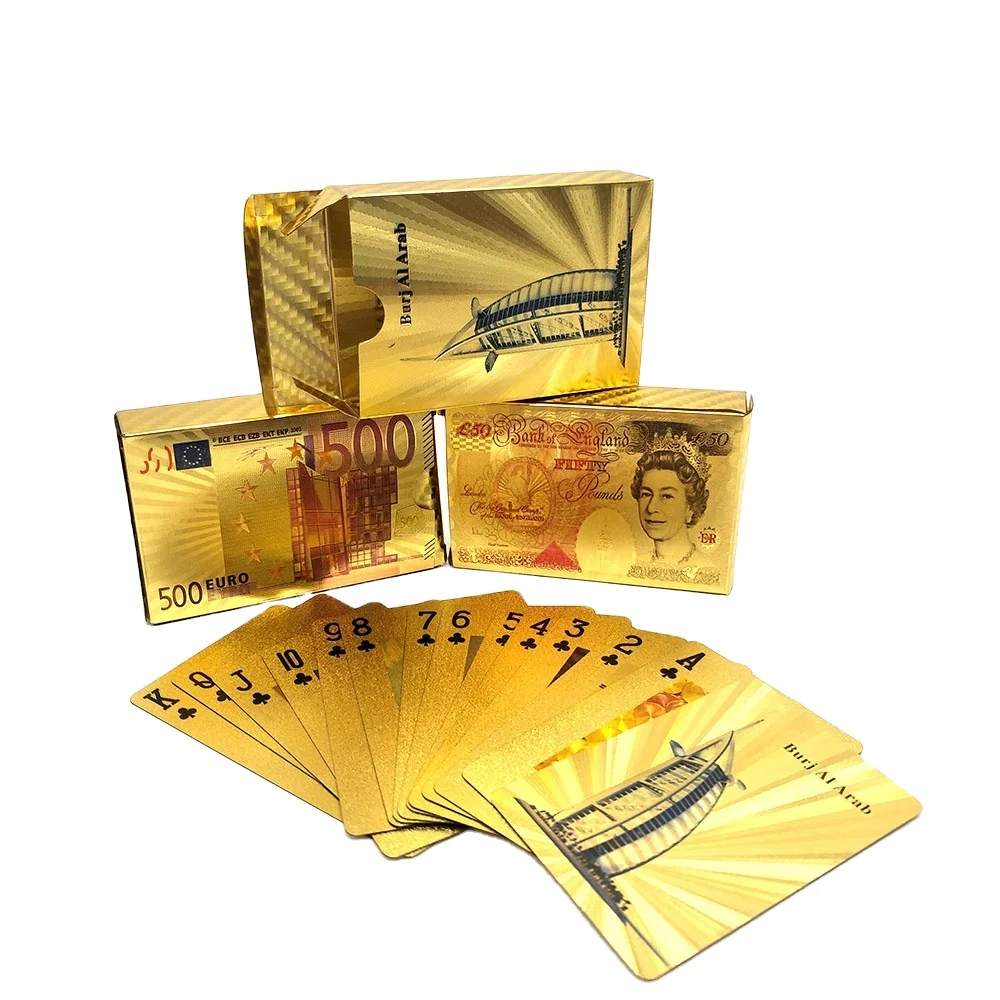 Waterproof Gold PVC Plastic Playing Cards for Gaming
