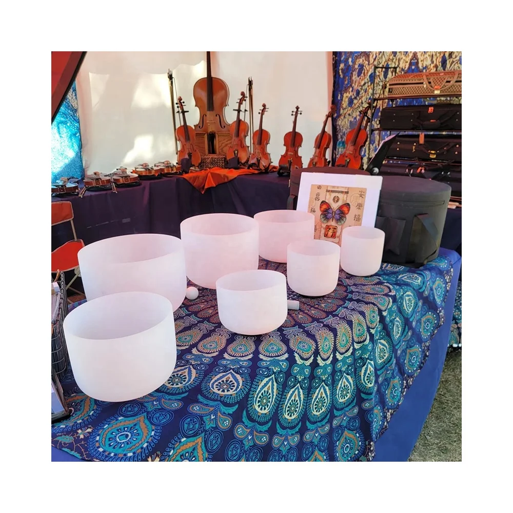 high quality white frosted wholesale crystal Singing Bowls crystal healing quartz bowls