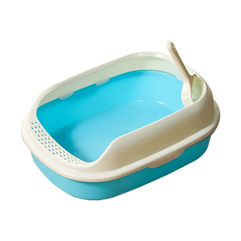 Factory Price Wholesale Semi Enclosed Large Space Cat High Border Splash Proof Litter Box Pet Toilet Plastic Cat Litter Box