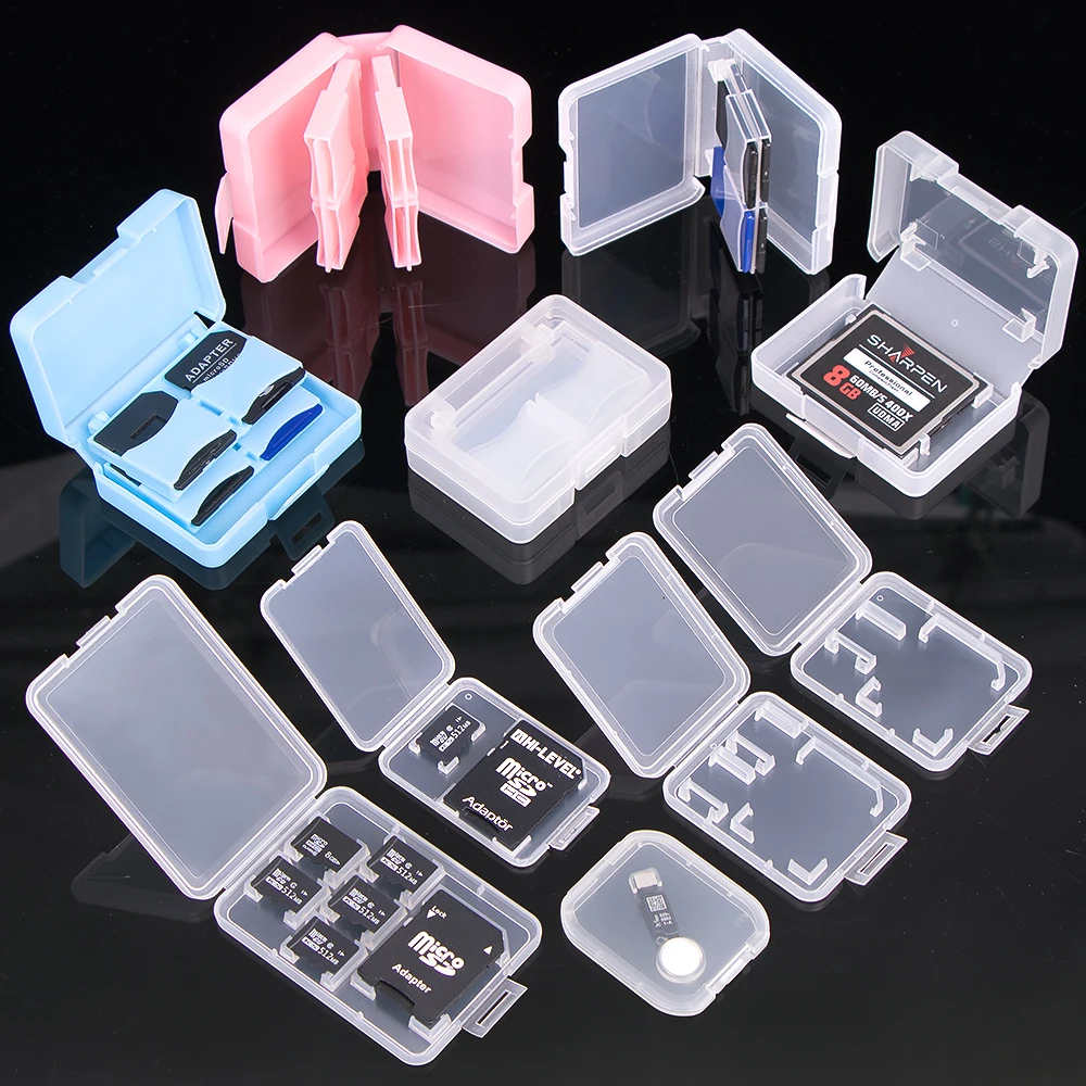 SUNSHING 8 In 1 Transparent Hard SD Card Cases Holder Micro SD SDHC TF Memory Card Storage Box SD Mini PP Slim Boxes