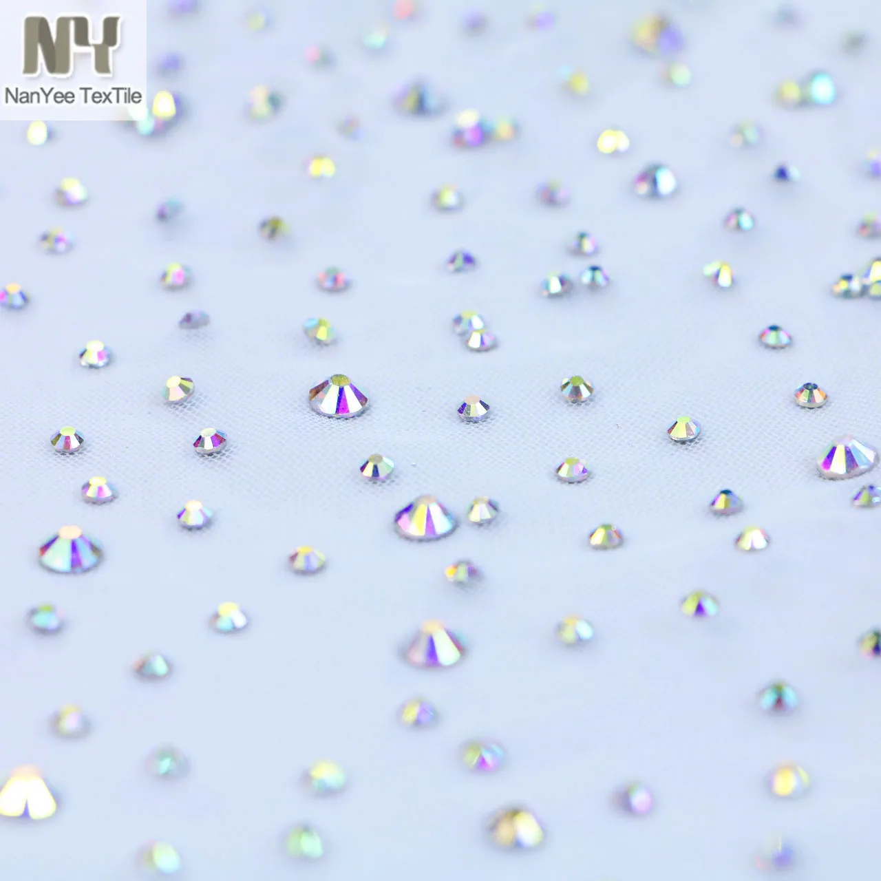 Nanyee Textile High End Sparkle Foiled Rhinestone Diamond Mesh Fabric for Wedding