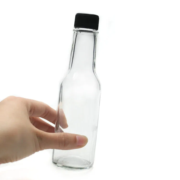 Cylinder Hot Sauce Bottles 5oz with Caps and Dripper Inserts 5 oz Woozy Glass Bottle