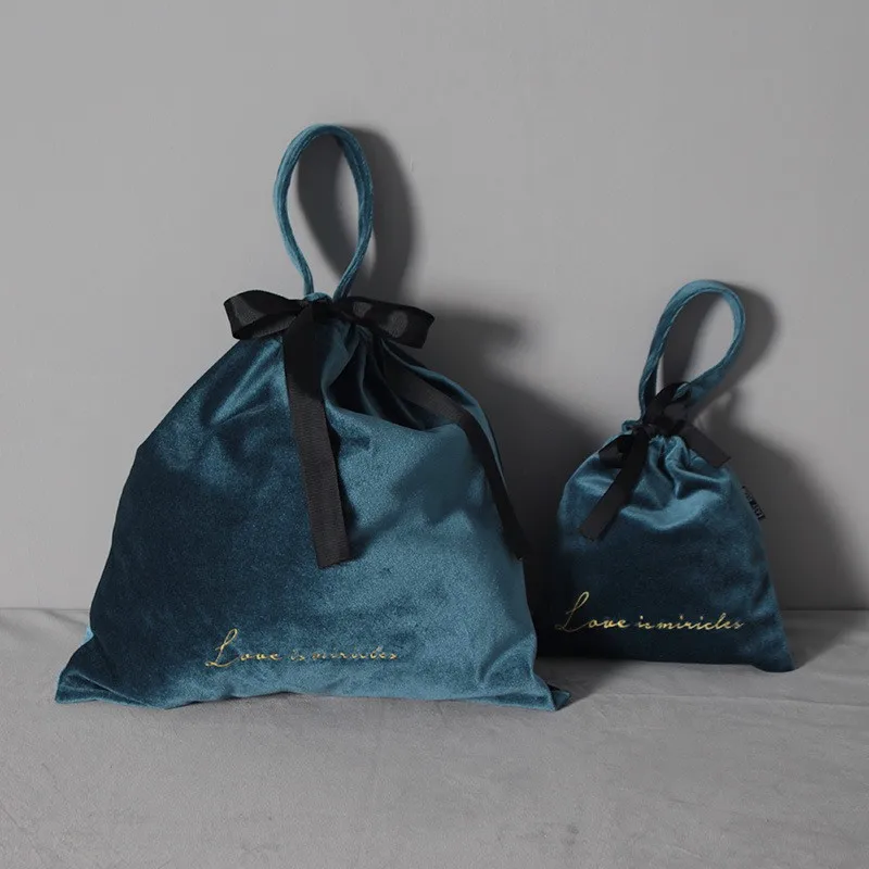 Large Size Soft Christmas Wedding Velvet Drawstring Gift Bags Jewelry Packing Red Velvet Bag