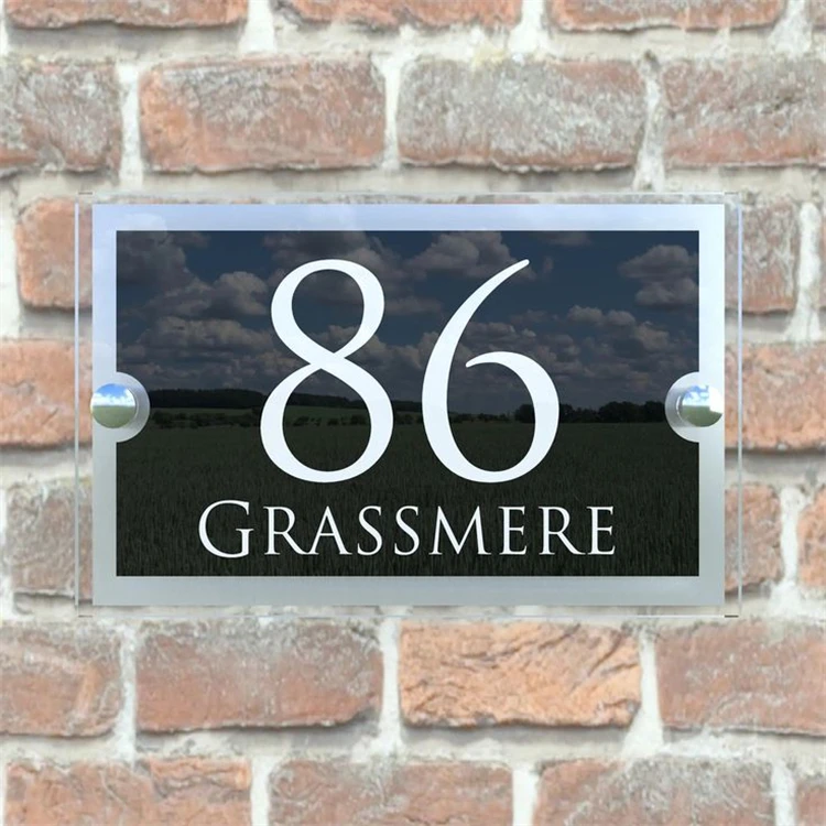 custom Stainless Steel apartment door sign light LED panel hotel room number sign acrylic sign building wall letter signage