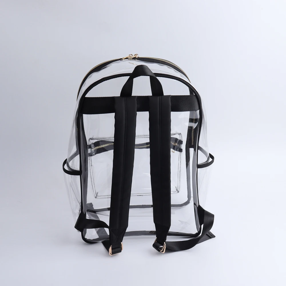 Heavy PVC Transparent Book Bag Reinforced Straps Clear Stadium School Teenager Back Pack Children Back To School Backpack Bag