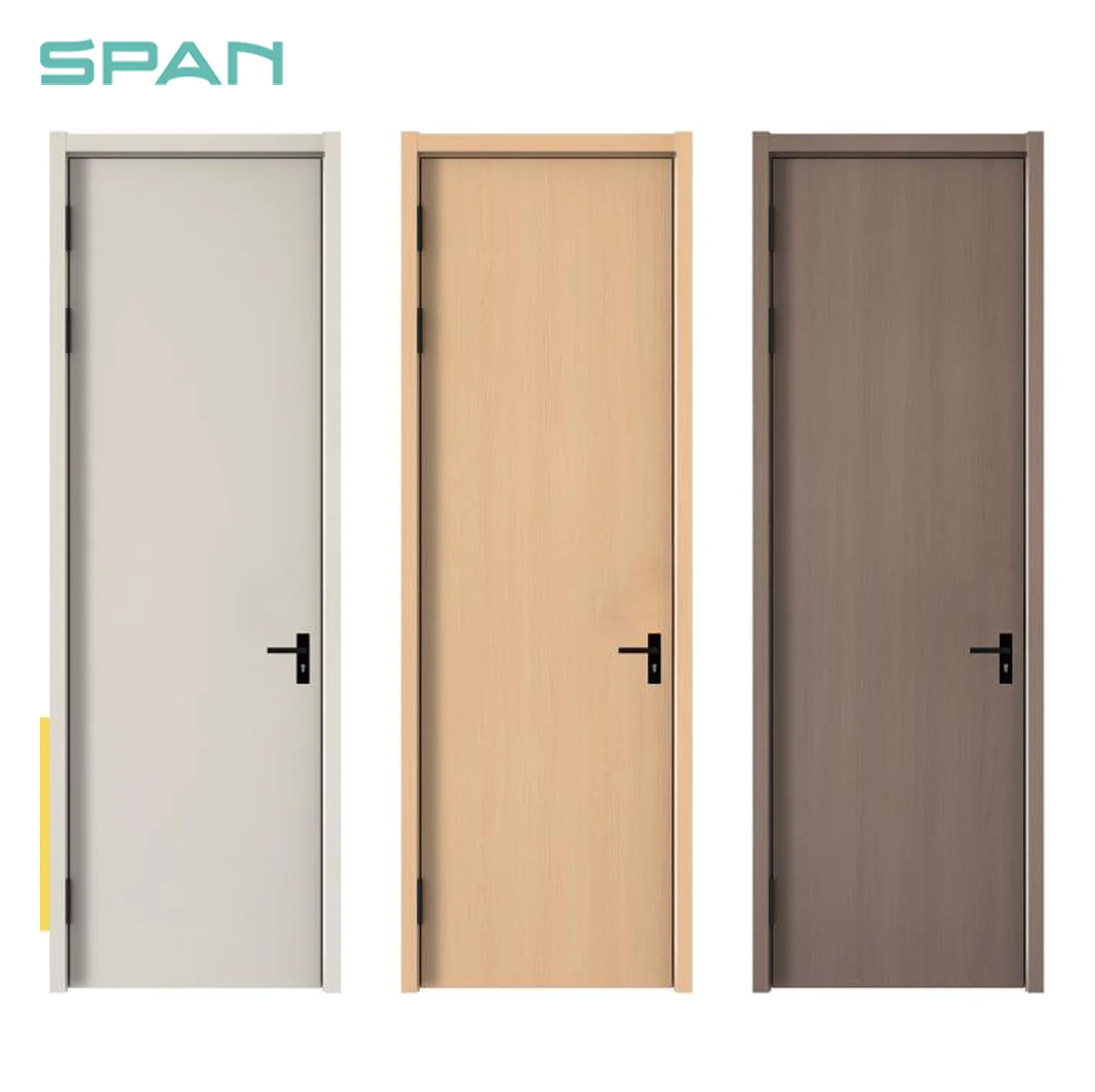 Modern Design Interior Slab Doors SPAN Waterproof Decorative MDF Soundproof Melamine Solid Wood Steel Bedroom Wholesale