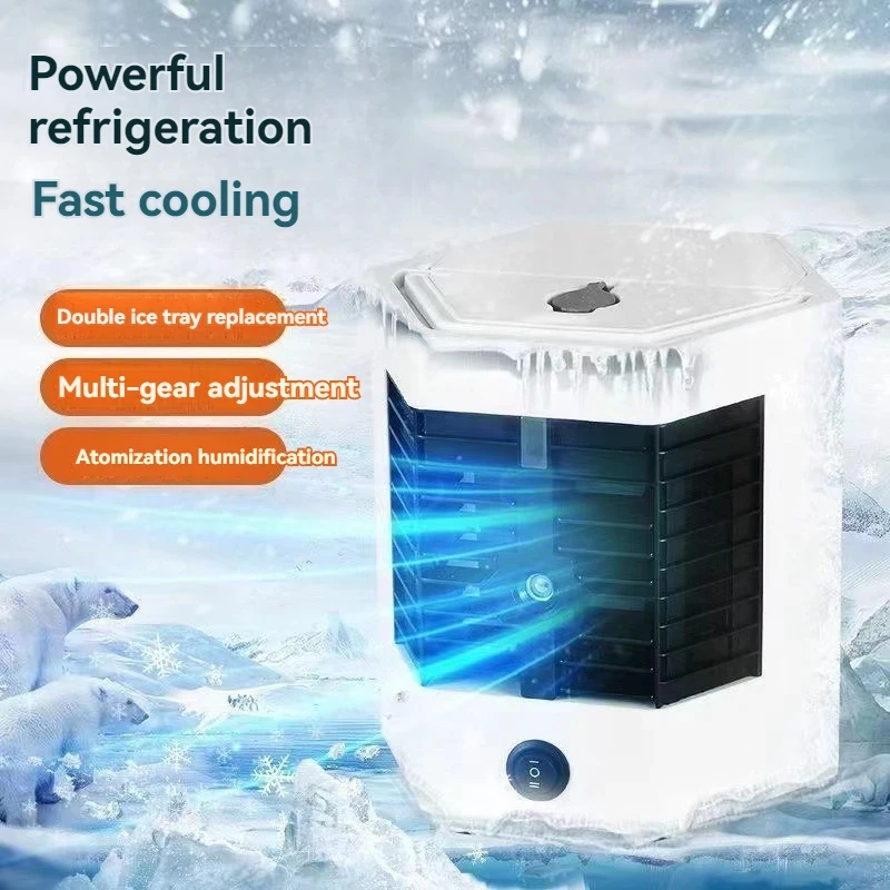 Five generation air cooler portable small desktop electric fan spray humidifier cooling air conditioning fan household