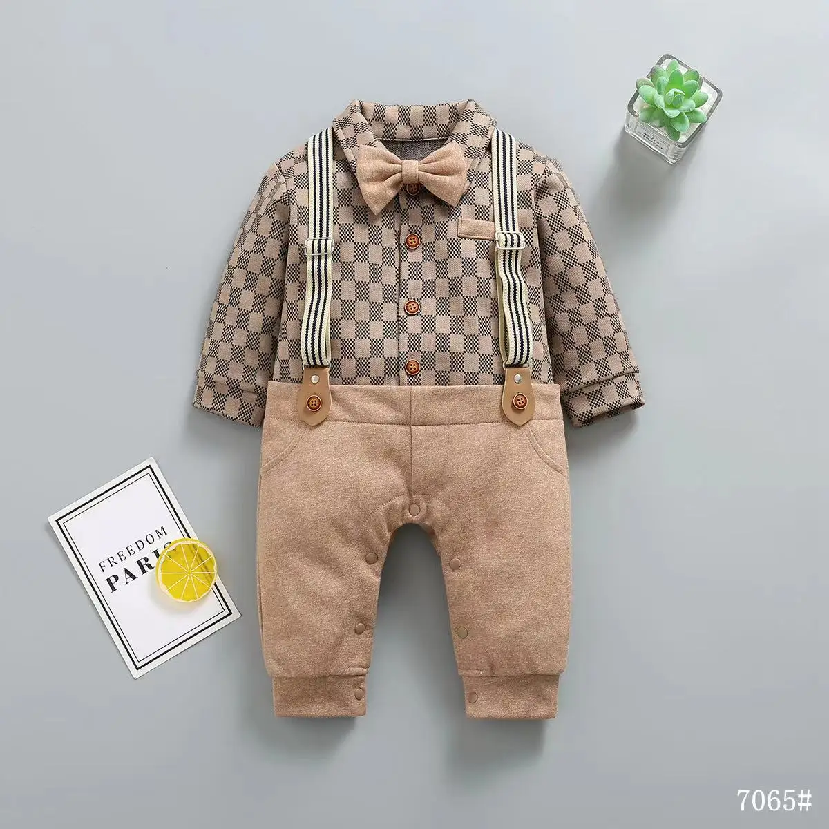 0-18M Long sleeve romper Baby Boys Jumpsuit Toddler Suit Infant Cotton Formal Outfit