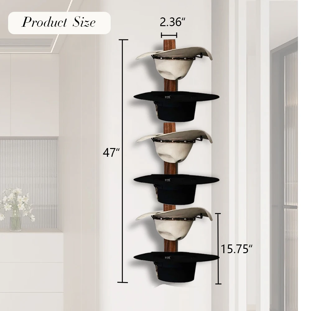 Stackable Display Rack 6 pcs Hat Rack for Baseball Caps, Wall Mounted Wooden