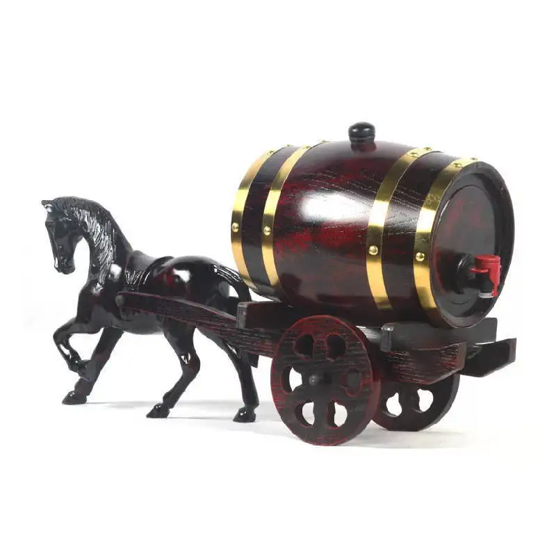 Family Horse-drawn Carts Oak Barrel for Storage and Brewing Wine