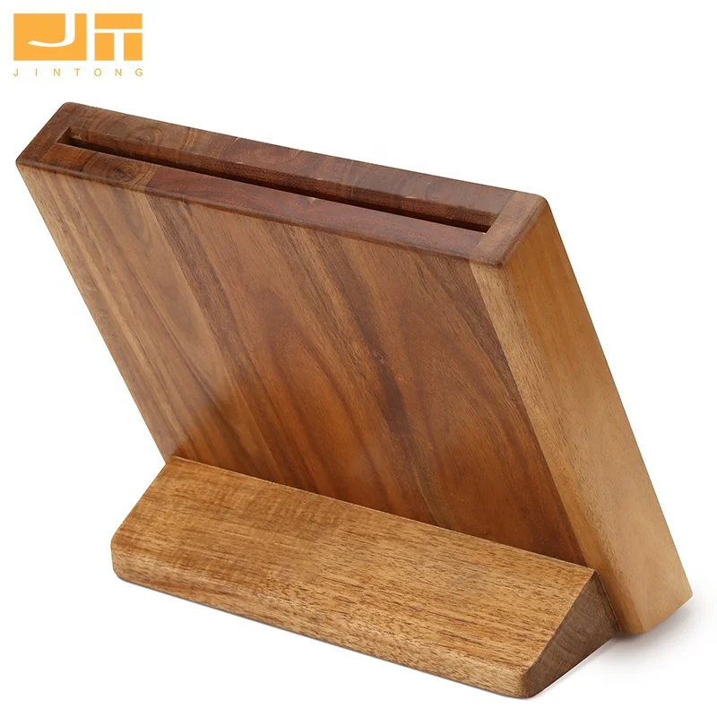 Premium Acacia Wood Kitchen Knife Holder Magnetic Universial Knife Block for KitchenKnife