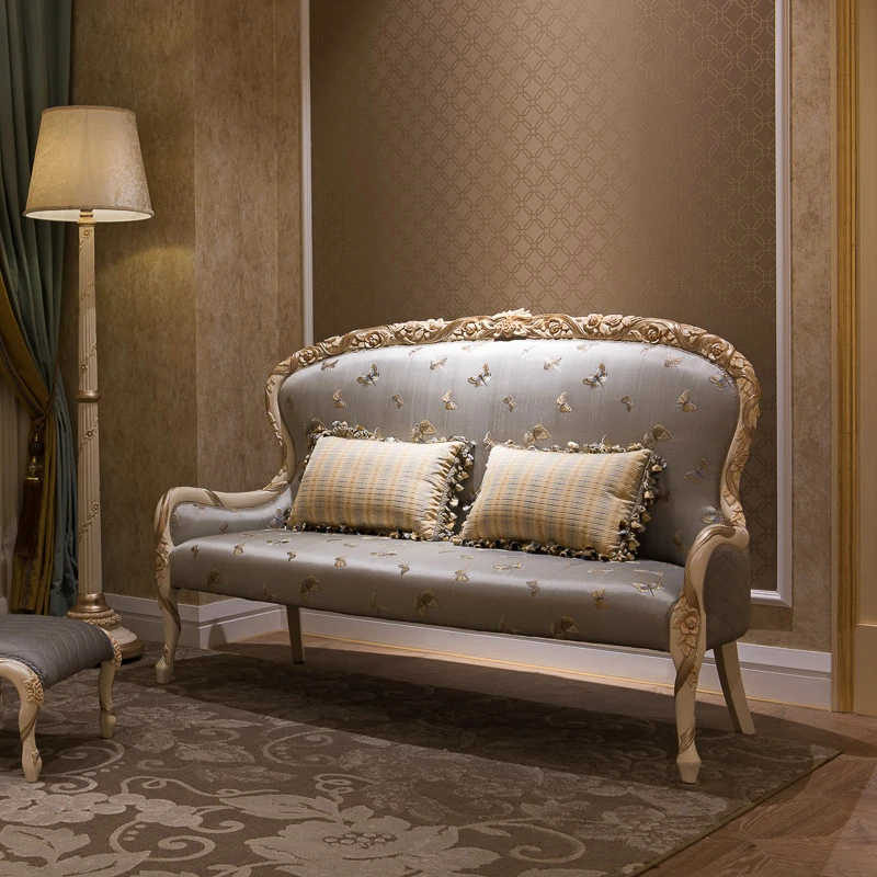 Luxury classic fancy antique paint TV stand French royal style living room furniture solid wood carved console table TV cabinet