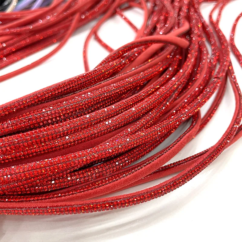S577 Bling Cotton Core Rope Rhinestone for Sandal Decoration 7mm Crystal Strip Rhinestone Rope