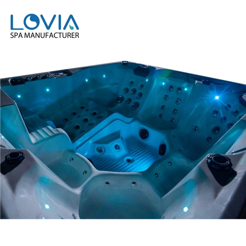 Hot Sale 6-Person Outdoor Spa with 80-Jets Modern Design LED Whirlpool Pool for Bathroom for Leisure & Parties Massage Function