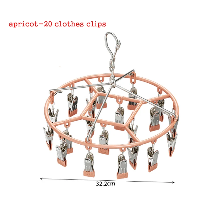 Factory wholesale  stainless hanger clothes drying rotating clothes drying hanger  metal socks hanger with clips