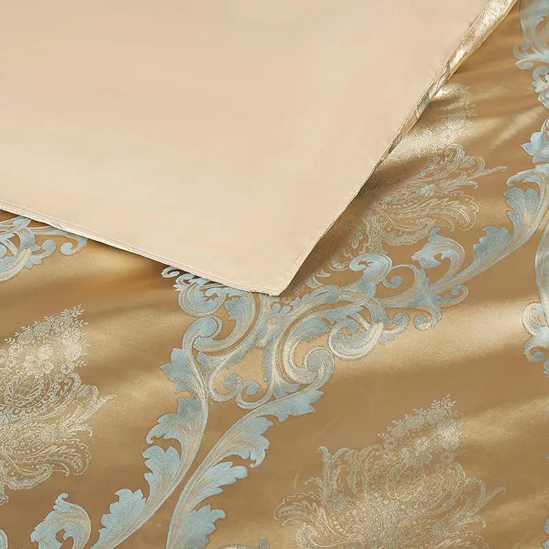New Light Luxury Tribute Silk Jacquard Four-Piece Four-Piece 4-Piece Foreign Trade Bedding Suit Set Bed Sheet
