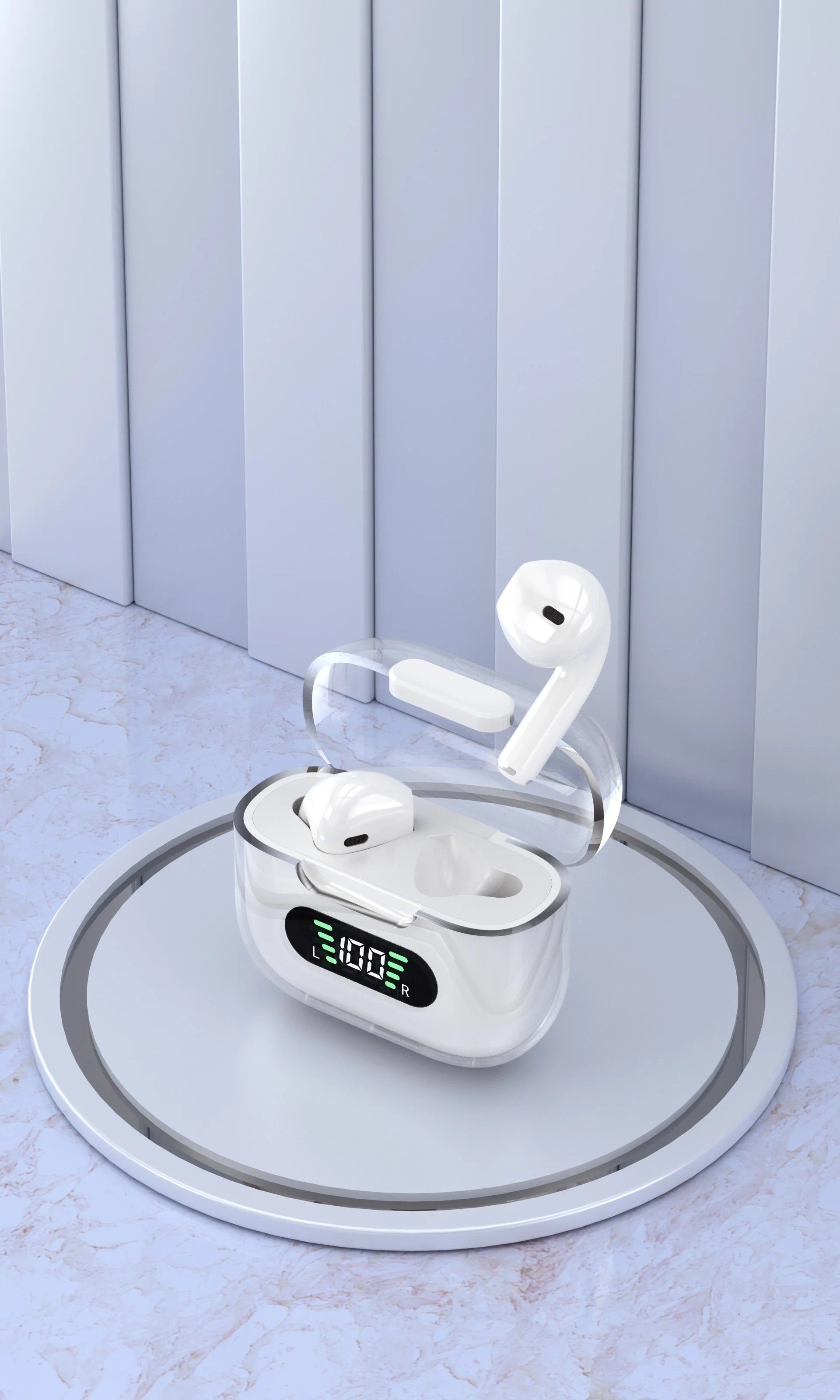 Original Factory Wireless Earphones Stereo Sound BT Earbuds Waterproof Transparent Bass Enhancer Headphones with LED Display