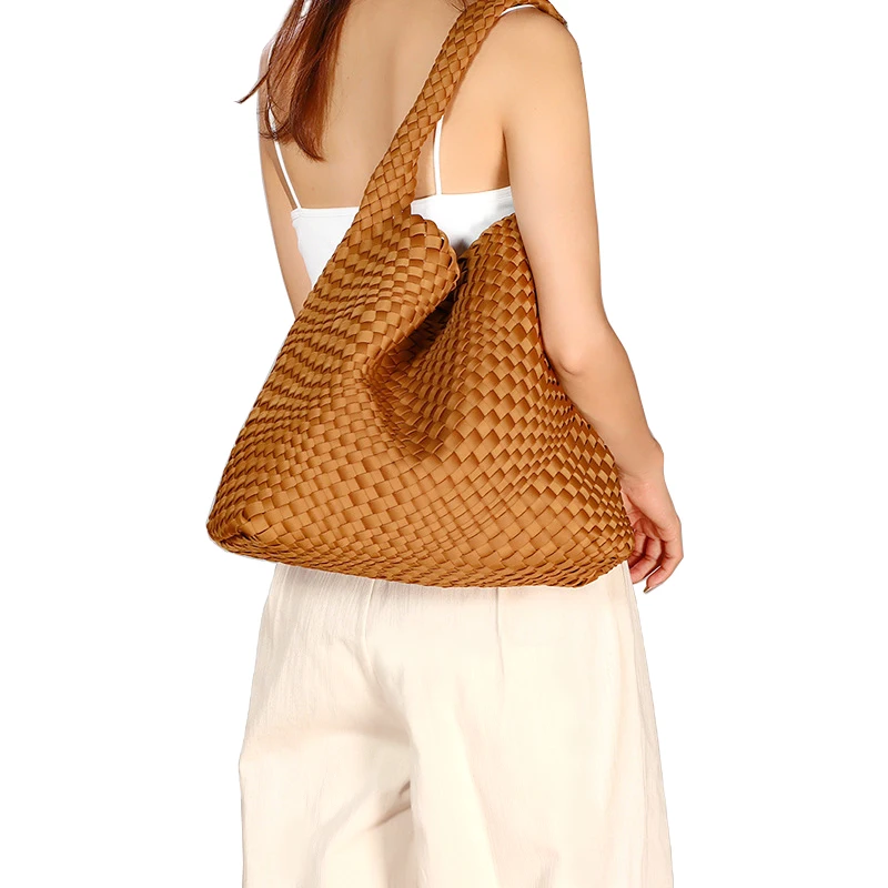 Fashion Retro Trendy Casual Textured Underarm Bag Popular Hand Woven HandbagBraided bag tote handbags Underarm bagfor women