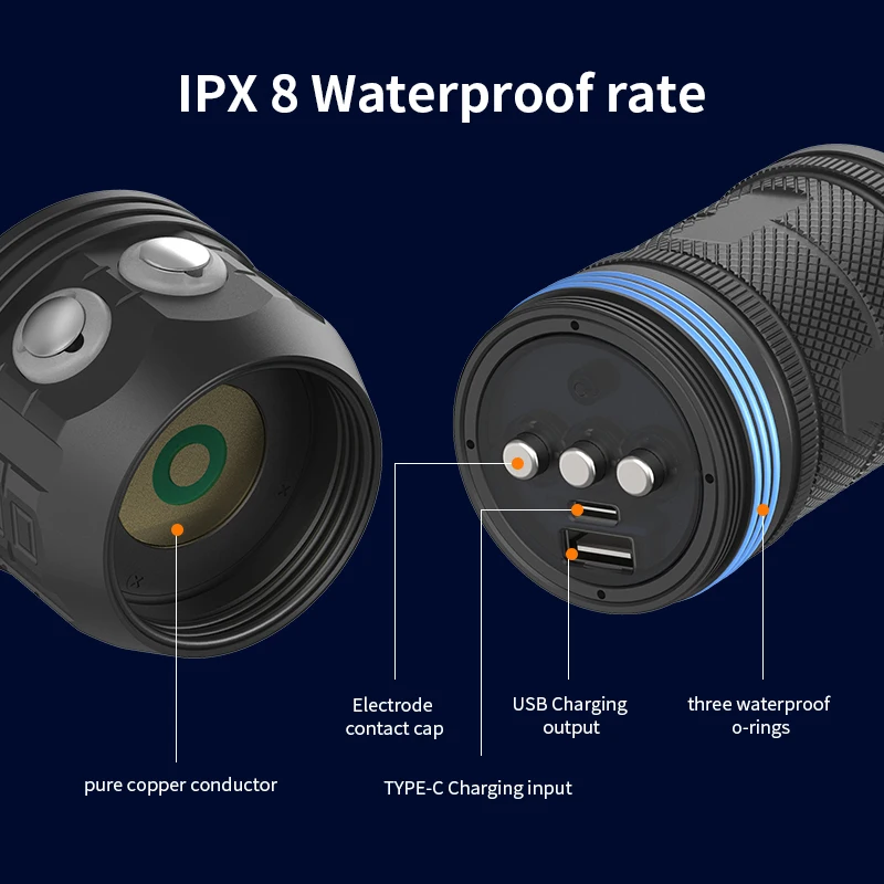 Mini wrist flashlight 8000lm outdoor super bright diving flashlight scuba diving torch light equipment led flashlight