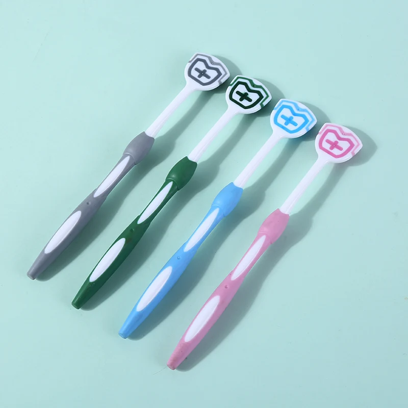 High Quality Colorful Silicone Tongue Coating Cleaning Brush Plastic Tongue Cleaner Scraper