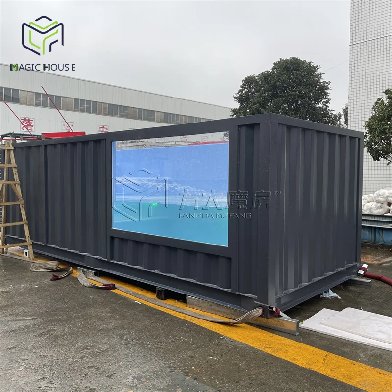 20ft Ship Container Pool Customized Sizes Acrylic Glass Window One Stop Equipment