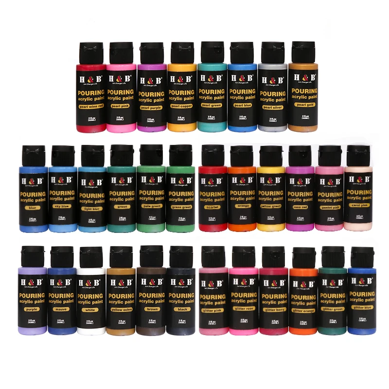 Non-toxic 32color peinture acrylique and metal acrylic pouring paint