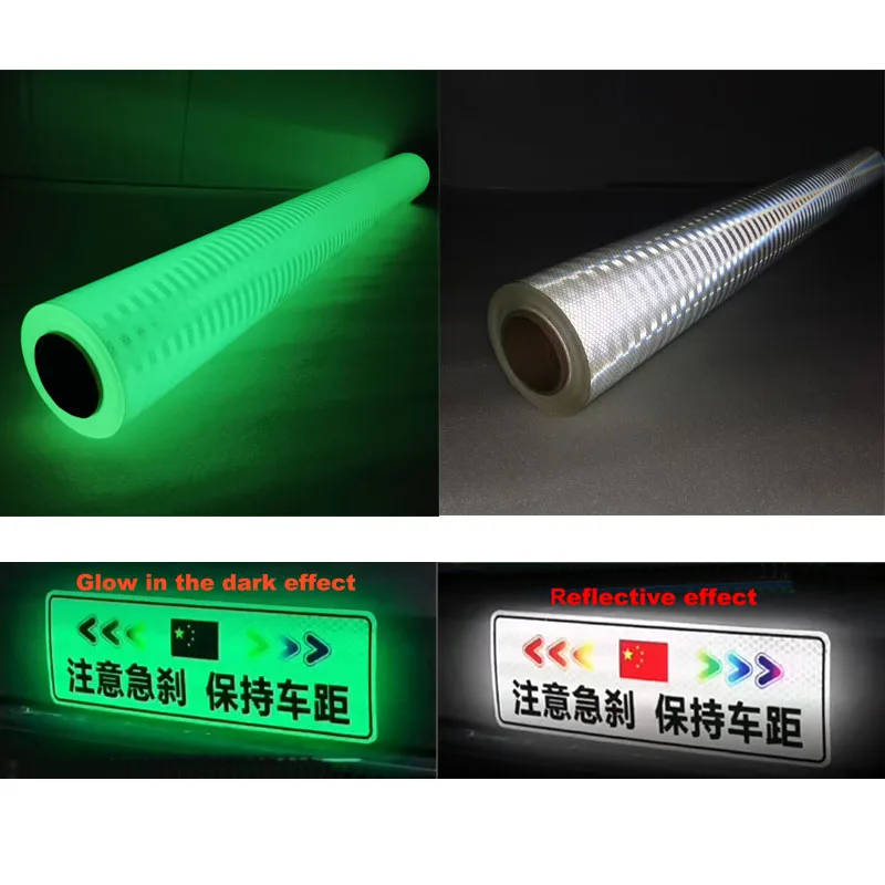 micro prismatic UV inkjet printable long afterglow roadway signs glow in the dark reflective luminous vinyl film sheet sticker