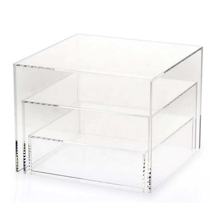 Transparent Clear Acrylic Cube Risers Set Of 3 Display Stand With Hollow Bottoms Acrylic cylinder