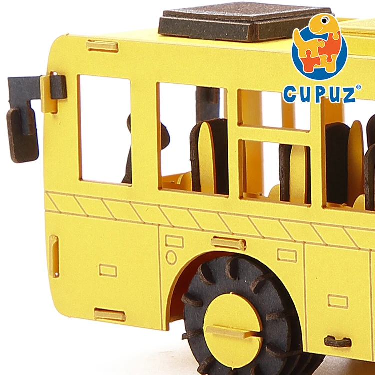 Customized bus 3D paper model laser cut puzzle jigsaw kids learning toy