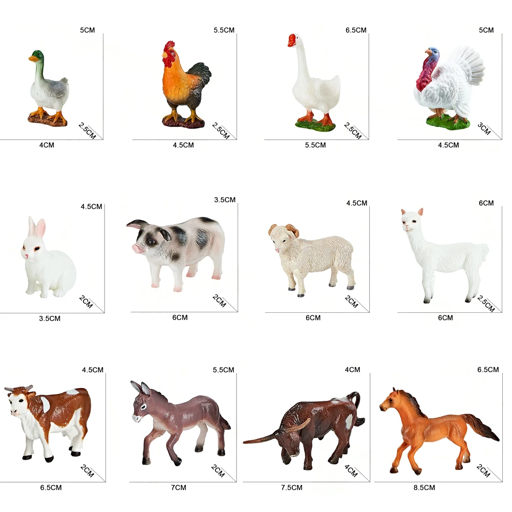 JinYing Opp Bag 36 Pieces Many Styles Cow Duck Sheep Soft Plastic Farm Animal Pasture Toys