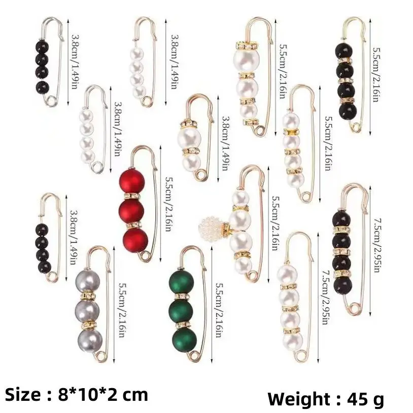 Bling Gold Rhinestone Pearl Bulk Safety Brooch Pin Shoes Junk Sock Charms