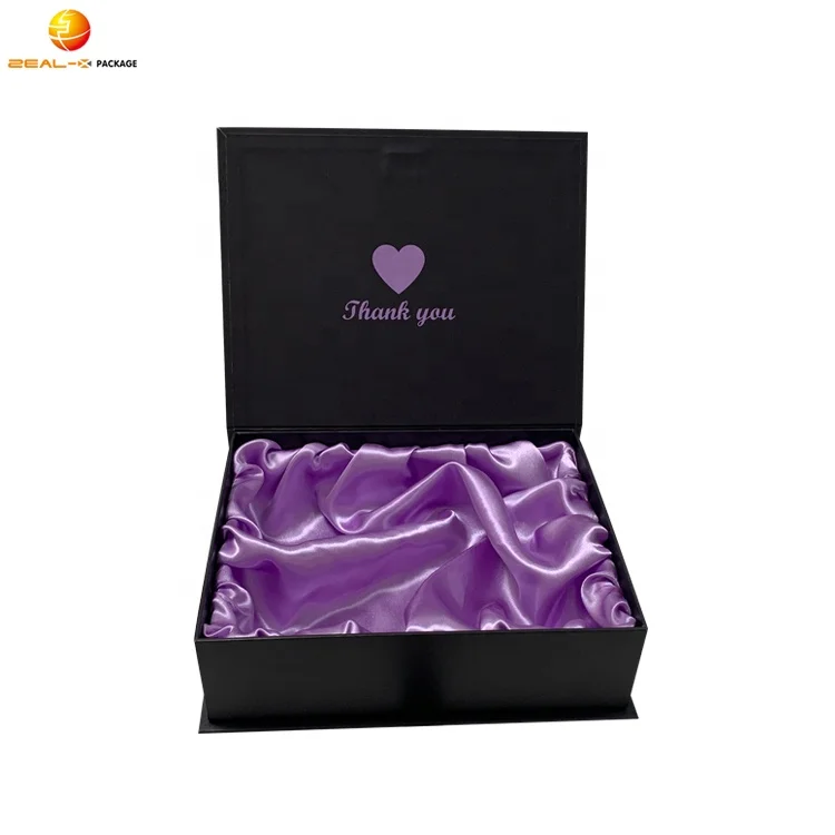 Custom Logo Rigid Cardboard Paper Black Foldable Magnetic Hair Extension Packaging Wig Boxes With Satin Inside