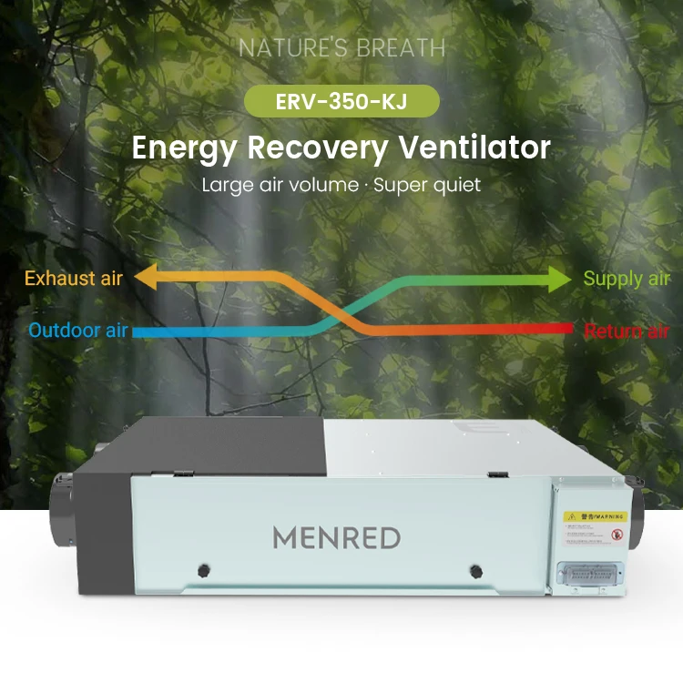 Manufacture Hrv Recuperator Auto By-pass Function Hrv/erv Air Vent Change Energy Hotel Room Erv Machine Ventilation