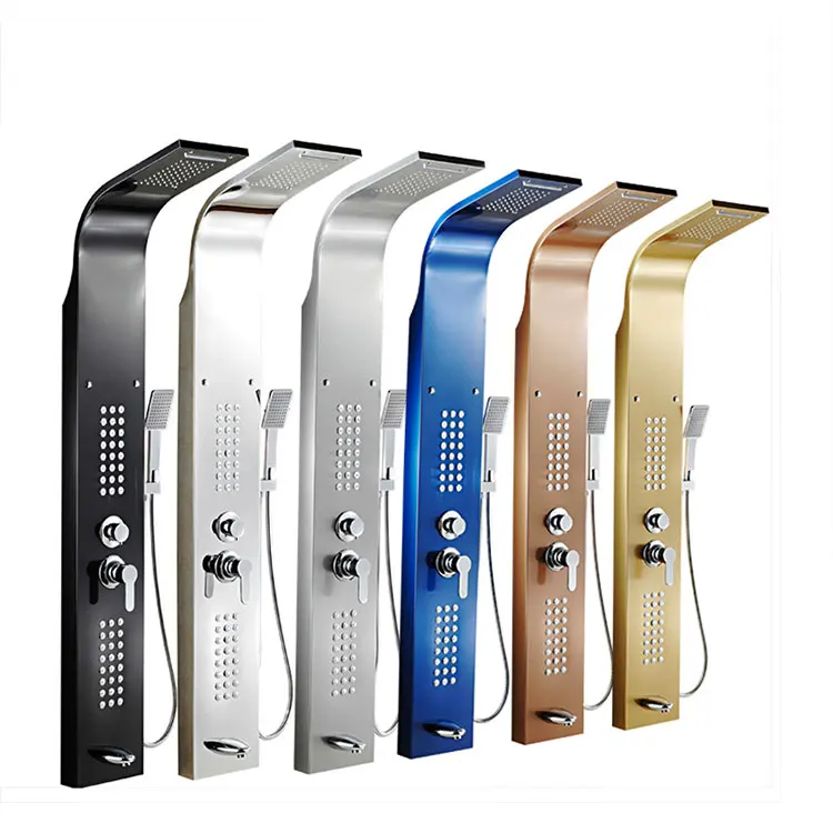 Waterfall Rain Smart Shower Head Panel with Jets Smart Gold Bathroom stainless steel shower set